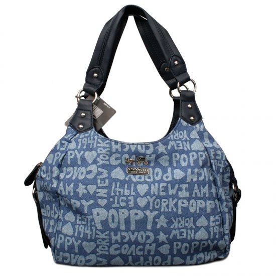 Coach Fashion Poppy Signature Medium Navy Shoulder Bags ENJ | Coach Outlet Canada - Click Image to Close